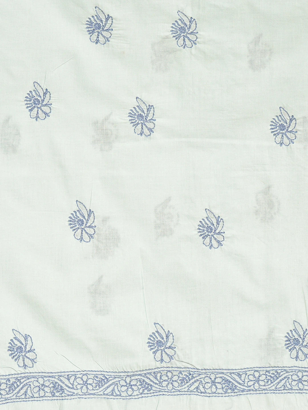 Ada Hand Embroidered Blue Cotton Lucknowi Chikankari Unstitched Men's Kurta Piece 01A812177
