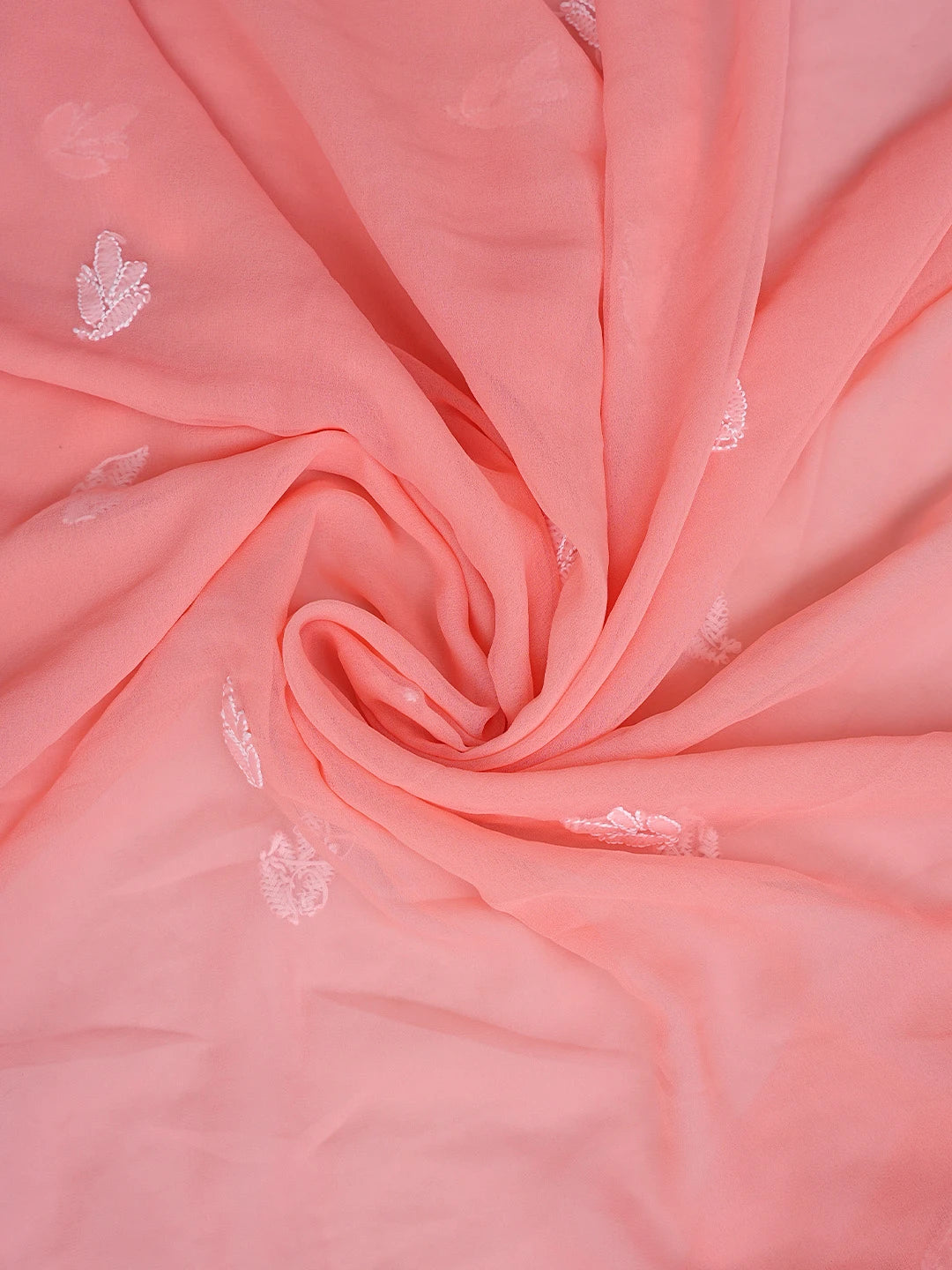Ada Hand Embroidered Peach Georgette Lucknowi Chikankari Unstitched Suit Piece 01A836561