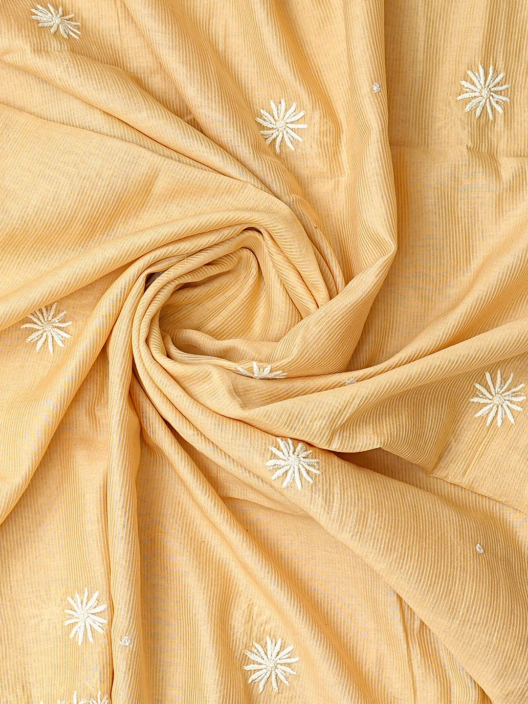 Ada Hand Embroidered Fawn Chanderi Lucknowi Chikankari Semi-Stitched Kurta Dupatta Set With Cutdana Work 01A749462