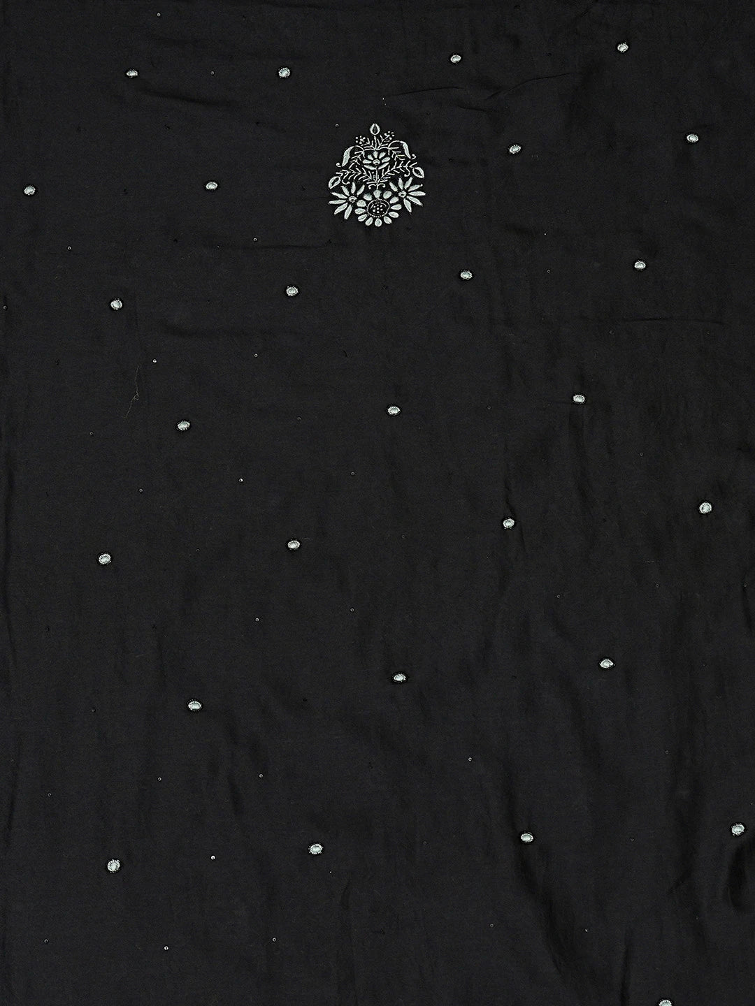 Ada Hand Embroidered Black Chanderi Lucknowi Chikankari Unstitched Men's Kurta Piece With Cutdana Work 01A707524
