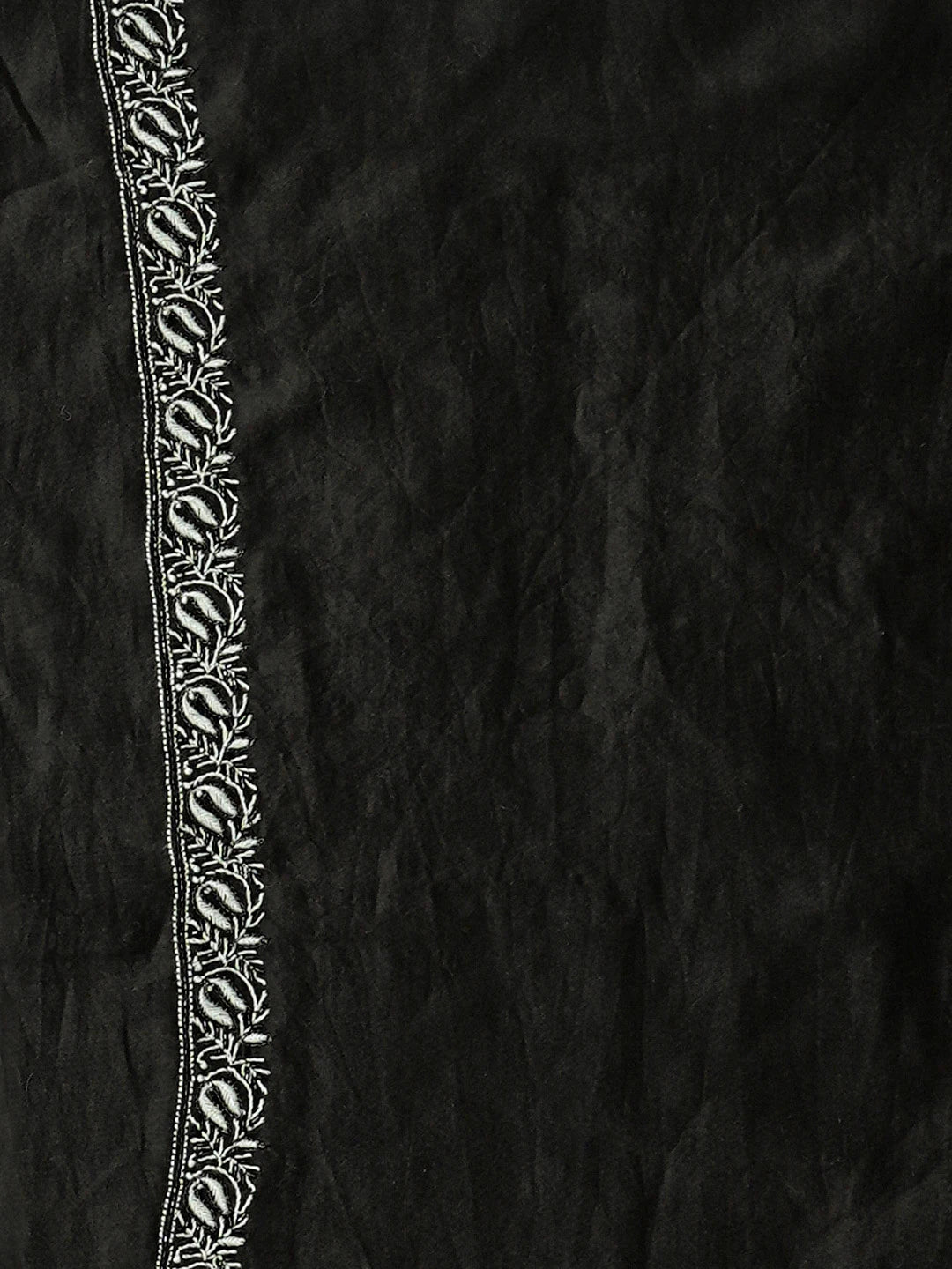 Ada Hand Embroidered Black Chanderi Lucknowi Chikankari Unstitched Men's Kurta Piece With Cutdana Work 01A707524