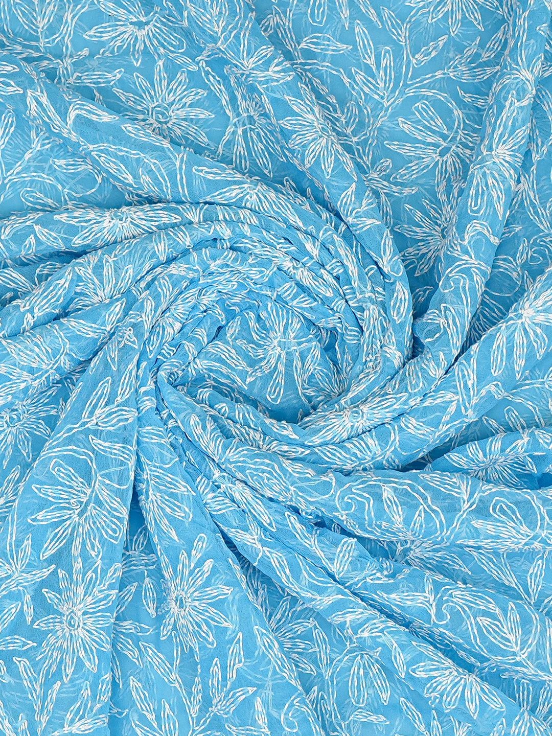 Ada Hand Embroidered Blue Georgette Lucknowi Chikankari Dupatta 01A791191
