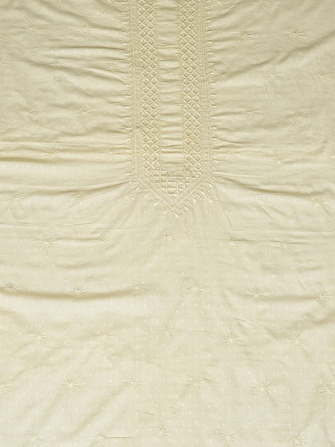 Ada Hand Embroidered Beige Cotton Lucknowi Chikankari Unstitched Men's Kurta Piece 01A749151
