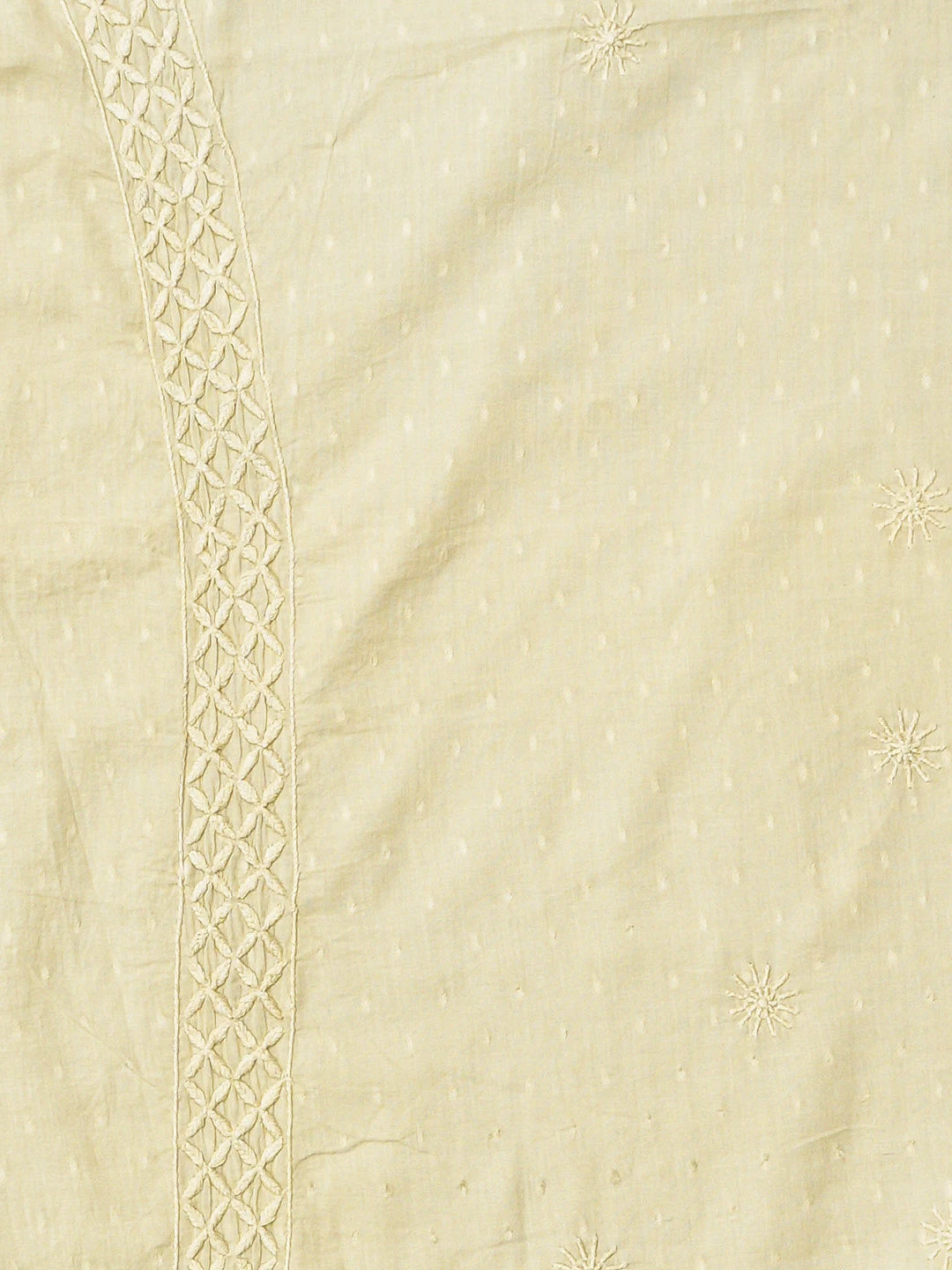Ada Hand Embroidered Beige Cotton Lucknowi Chikankari Unstitched Men's Kurta Piece 01A749151