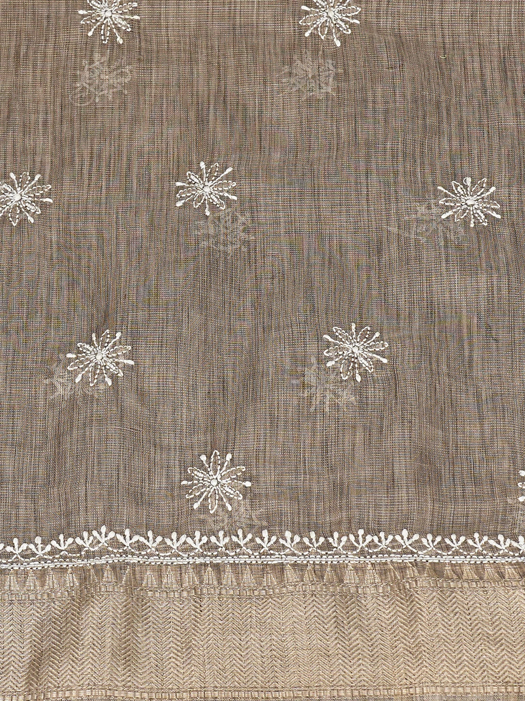Ada Hand Embroidered Beaver Brown Tissue Lucknowi Chikankari Unstitched Kurta Dupatta Set With Cutdana Work 01A737456