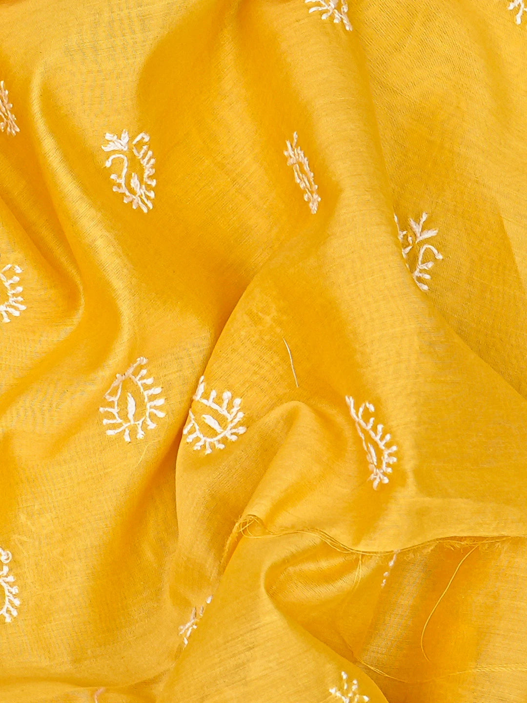 Ada Hand Embroidered Yellow Chanderi Lucknowi Chikankari Unstitched Men's Kurta Piece 01A836894