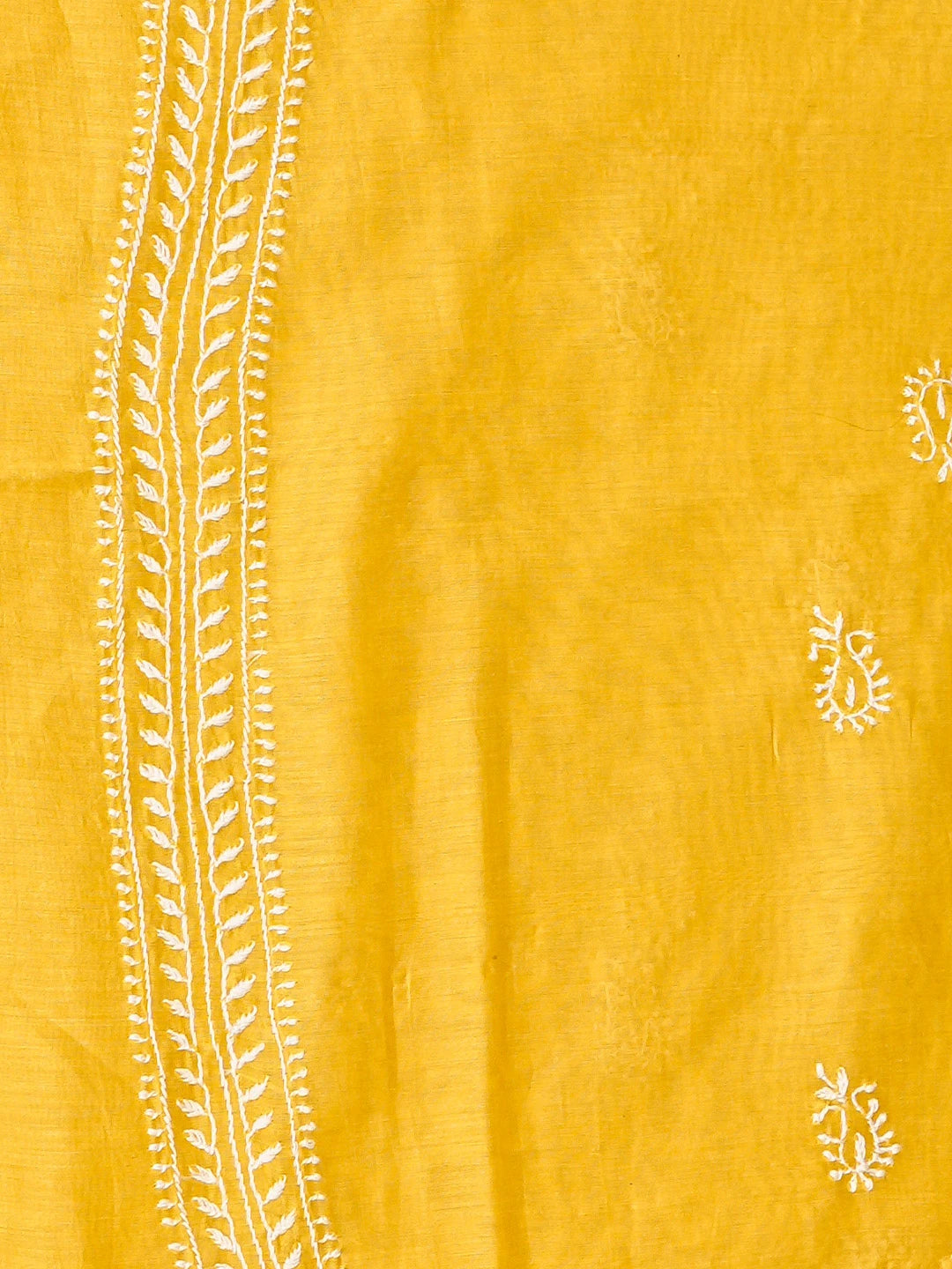 Ada Hand Embroidered Yellow Chanderi Lucknowi Chikankari Unstitched Men's Kurta Piece 01A836894