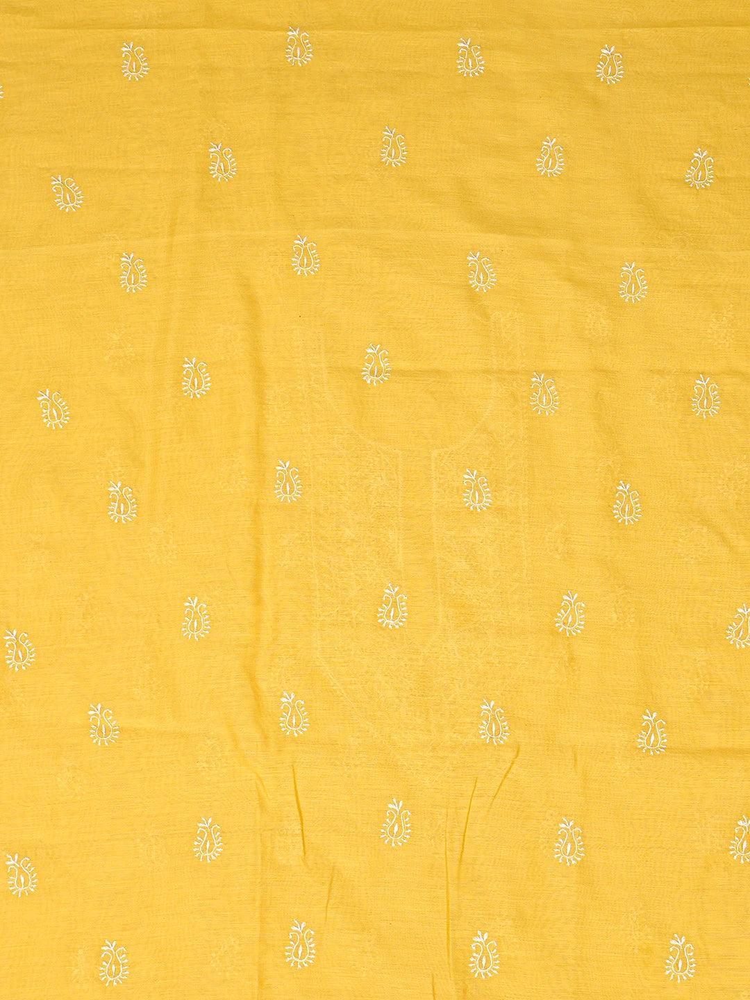 Ada Hand Embroidered Yellow Chanderi Lucknowi Chikankari Unstitched Men's Kurta Piece 01A836894