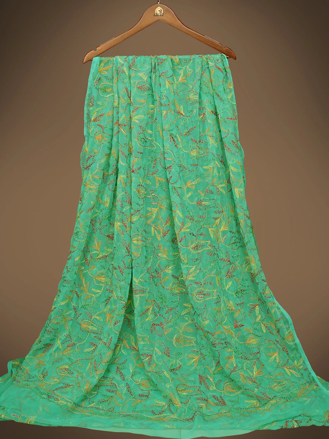 Ada Hand Embroidered Green Georgette Lucknowi Chikankari Saree and Blouse 01A838104