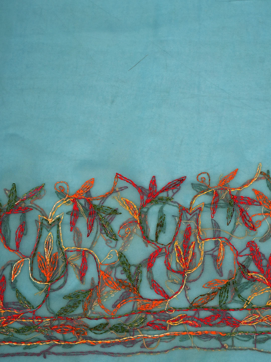 Ada Hand Embroidered Blue Georgette Lucknowi Chikankari Saree and Blouse 01A838102