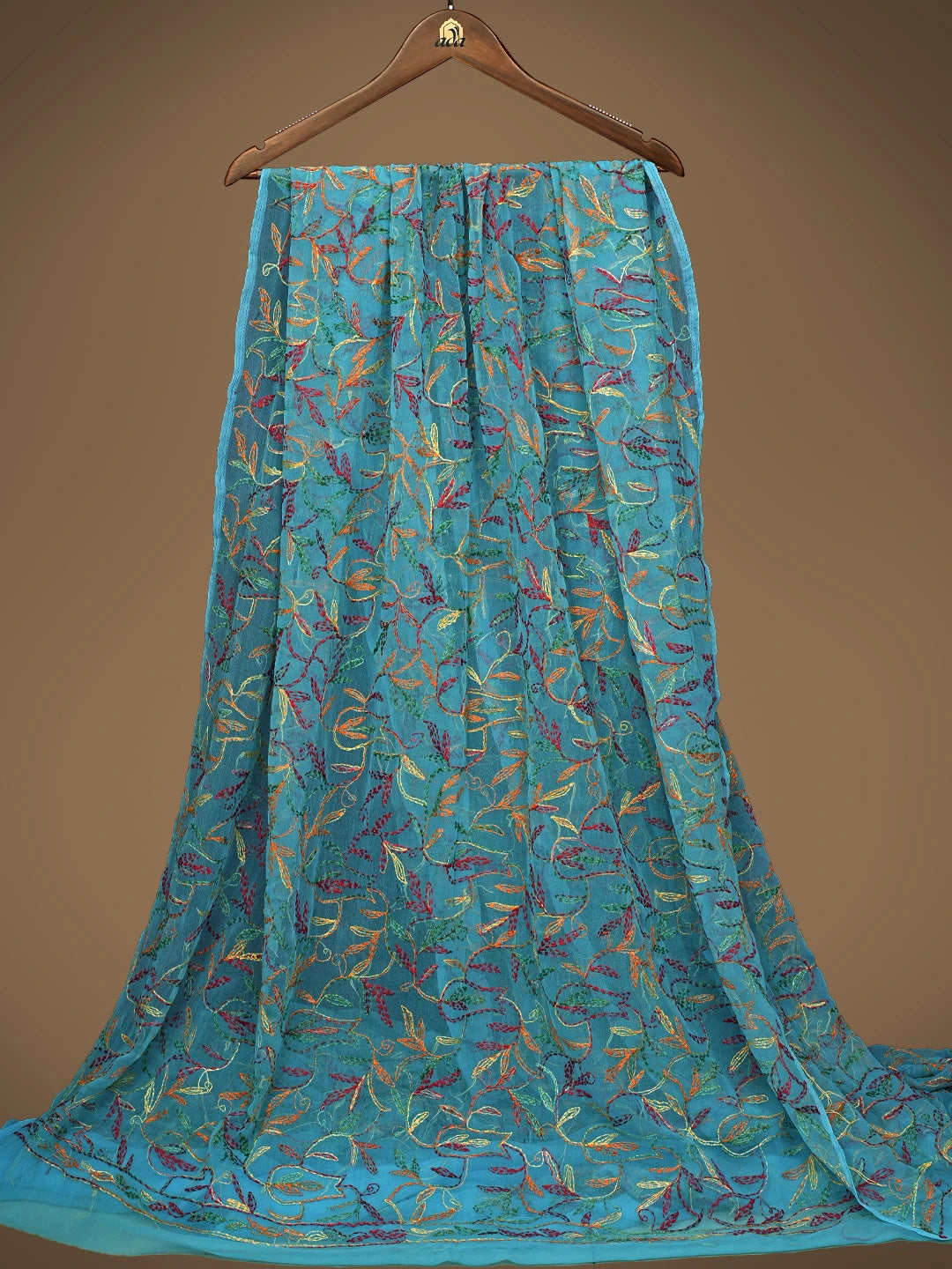 Ada Hand Embroidered Blue Georgette Lucknowi Chikankari Saree and Blouse 01A838102
