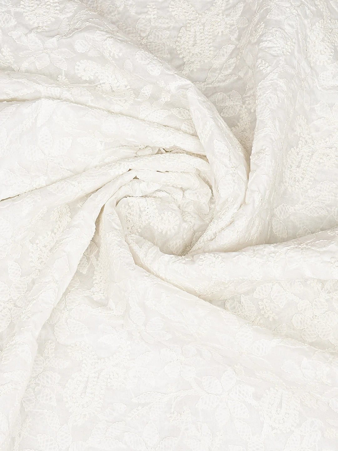 Ada Hand Embroidered White Cotton Lucknowi Chikankari Dupatta 01A780010