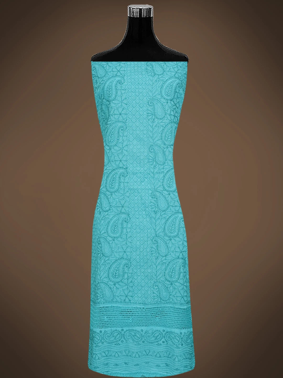 Ada Hand Embroidered Blue Cotton Lucknowi Chikankari Unstitched Suit Piece 01A839481