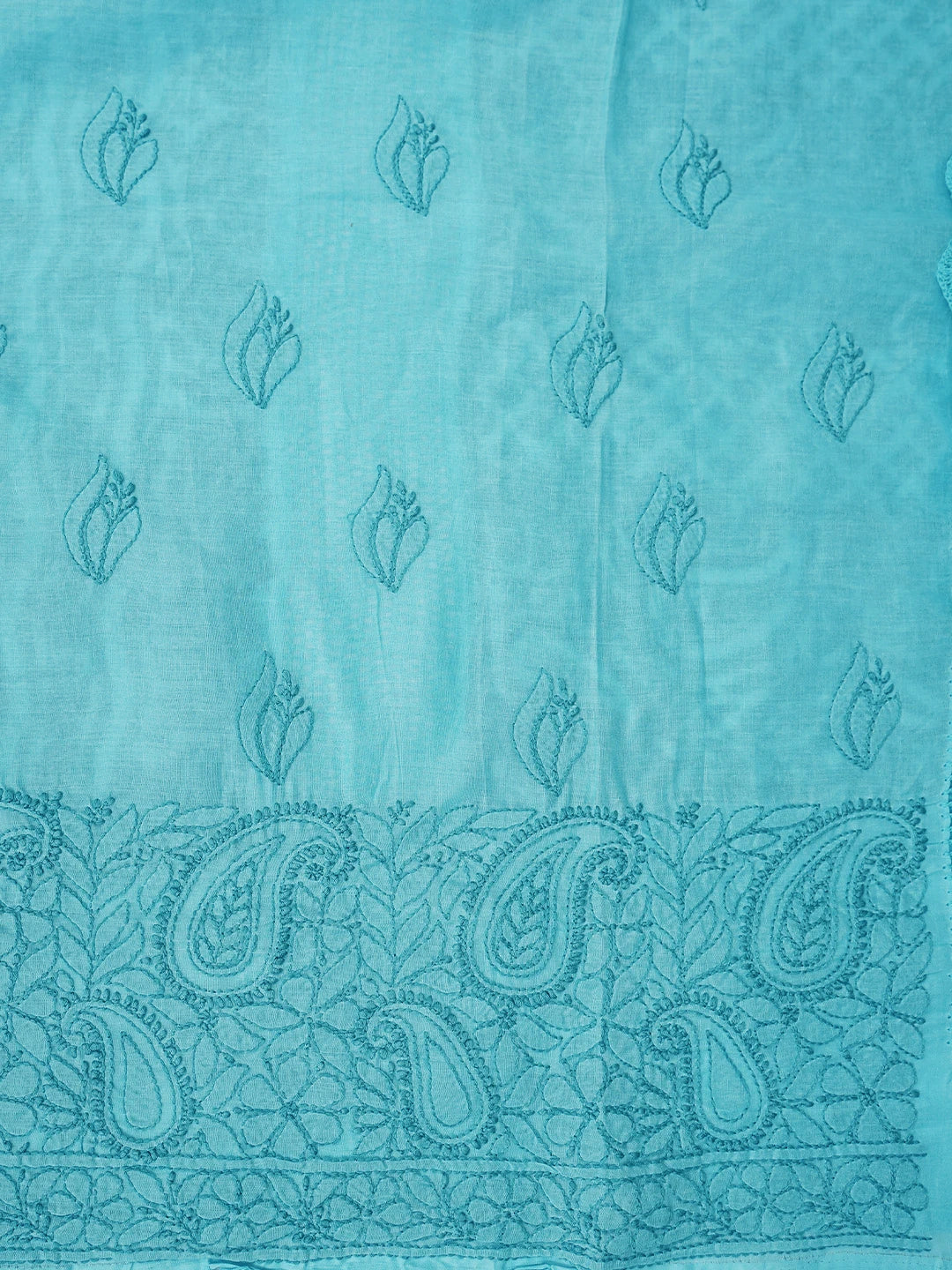 Ada Hand Embroidered Blue Cotton Lucknowi Chikankari Unstitched Suit Piece 01A839481
