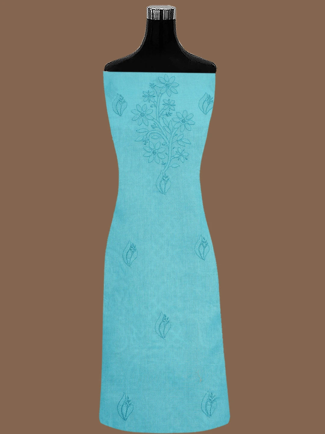 Ada Hand Embroidered Blue Cotton Lucknowi Chikankari Unstitched Suit Piece 01A839481