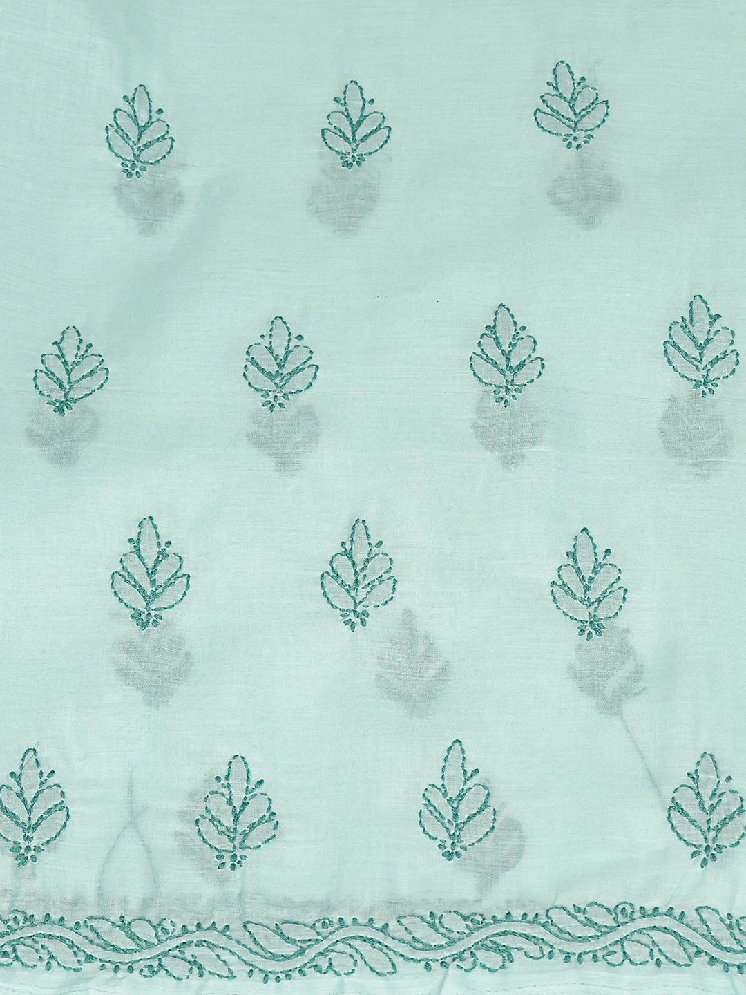 Ada Hand Embroidered Sea Green Cotton Lucknowi Chikankari Unstitched Kurta Piece 01A816544