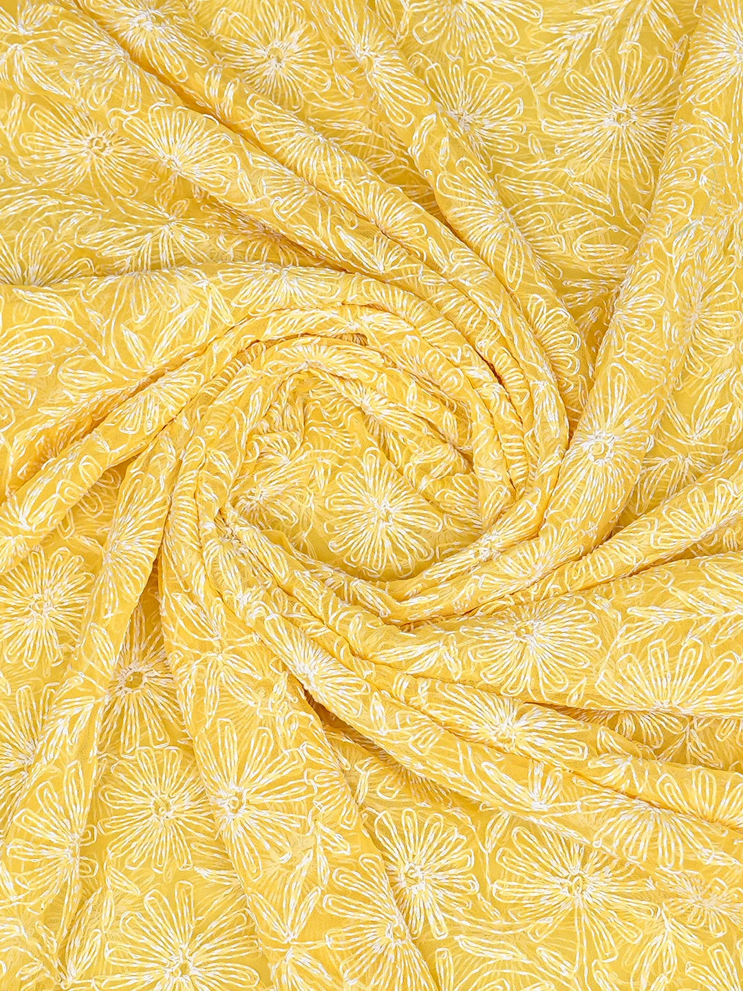 Ada Hand Embroidered Yellow Georgette Lucknowi Chikankari Dupatta 01A791215