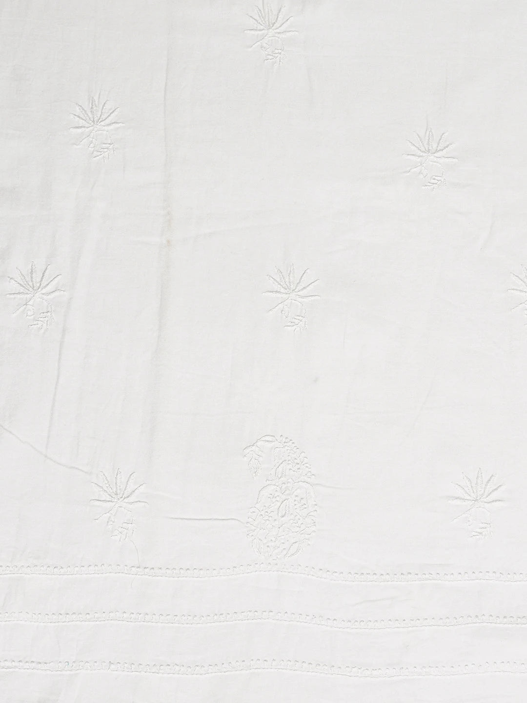 Ada Hand Embroidered White Cotton Lucknowi Chikankari Unstitched Kurta Piece A581636