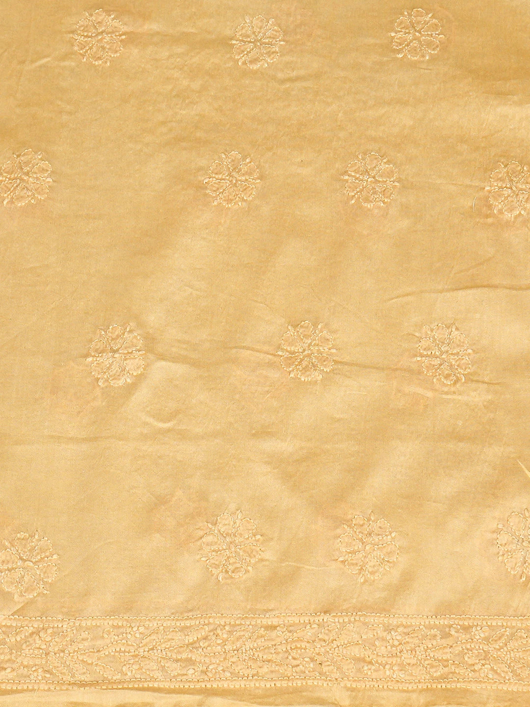 Ada Hand Embroidered Yellow Chanderi Lucknowi Chikankari Unstitched Kurta Piece 01A784967