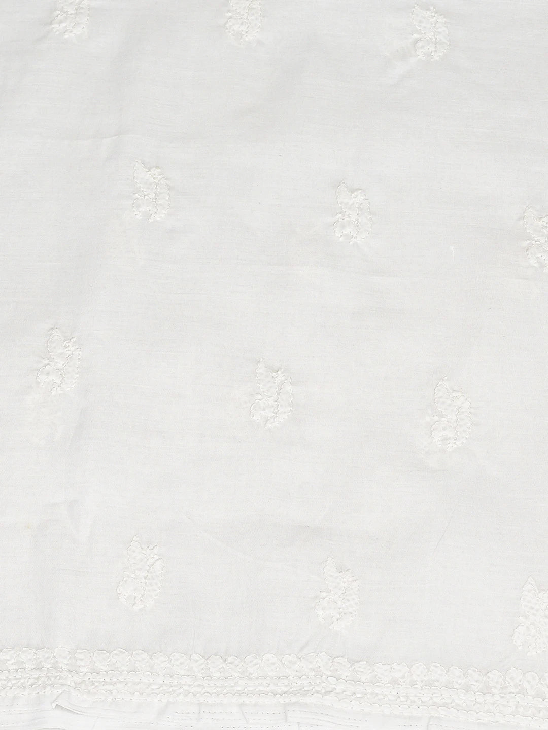 Ada Hand Embroidered White Cotton Lucknowi Chikankari Unstitched Kurta Piece 01A751786