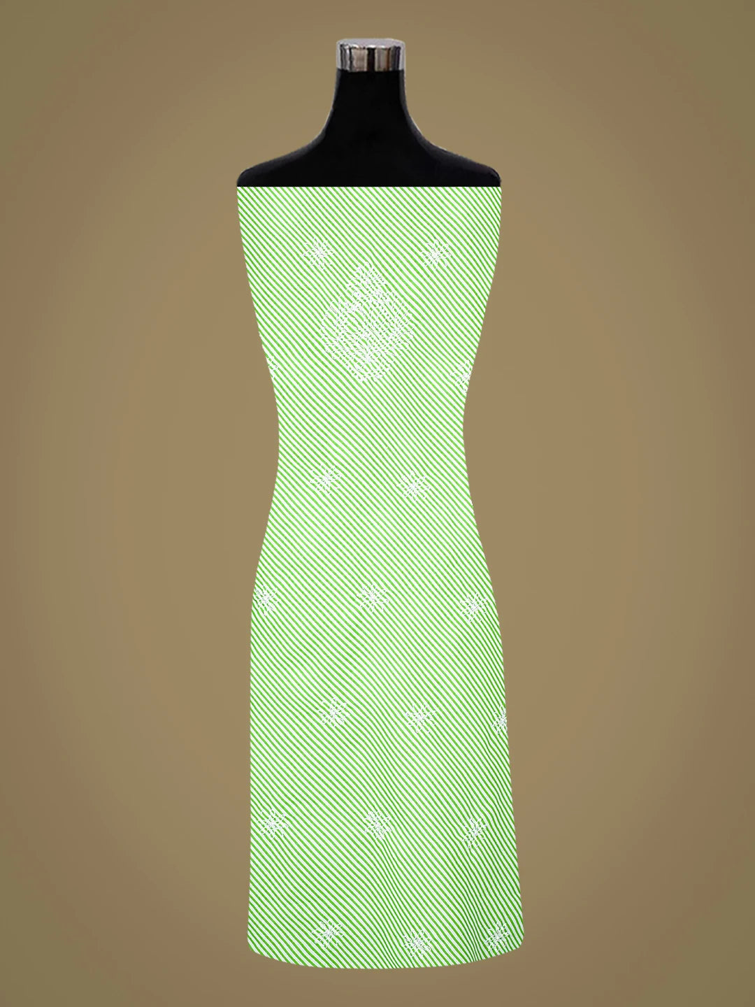 Ada Hand Embroidered White And Green Cotton Lucknowi Chikankari Unstitched Suit Piece 01A836818