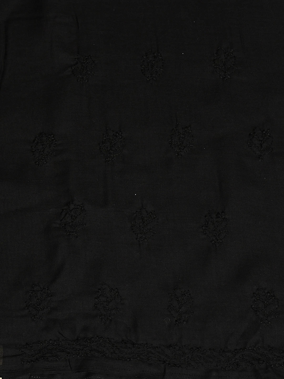 Ada Hand Embroidered Black Cotton Lucknowi Chikankari Unstitched Kurta Piece 01A816541