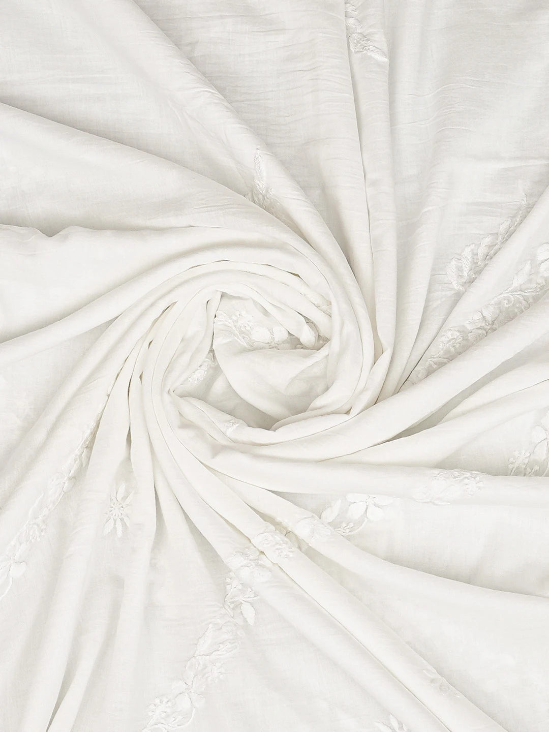 Ada Hand Embroidered White Cotton Lucknowi Chikankari Dupatta 01A832199
