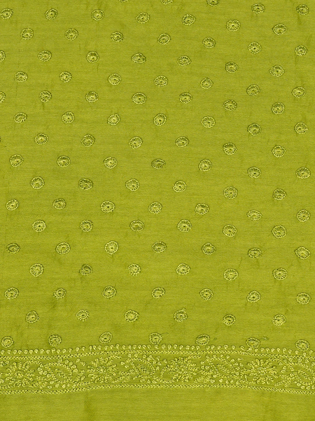 Ada Hand Embroidered Green Chanderi Lucknowi Chikankari Unstitched Men's Kurta Piece 01A795432