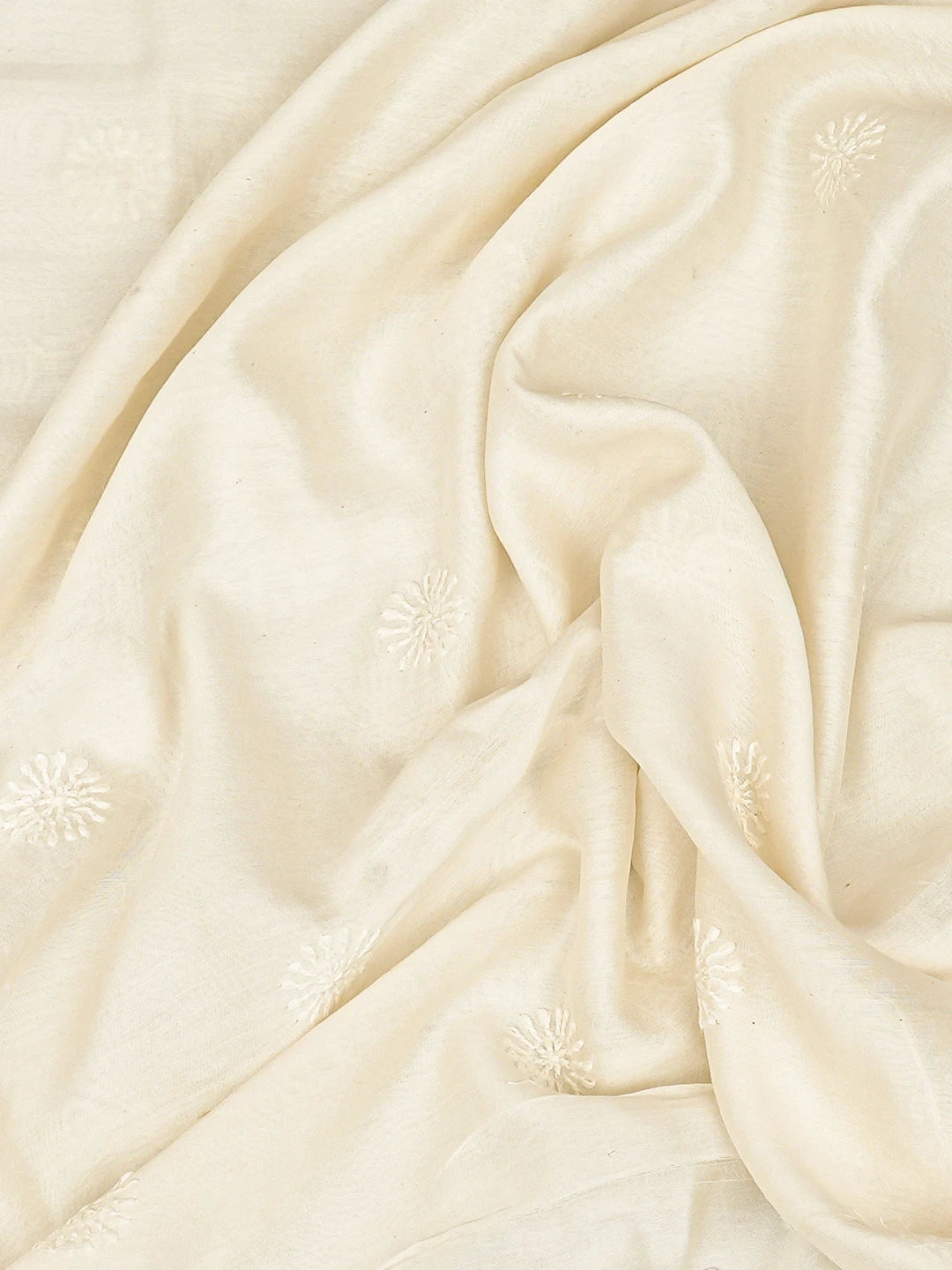 Ada Hand Embroidered White Chanderi Lucknowi Chikankari Unstitched Men's Kurta Piece 01A782001