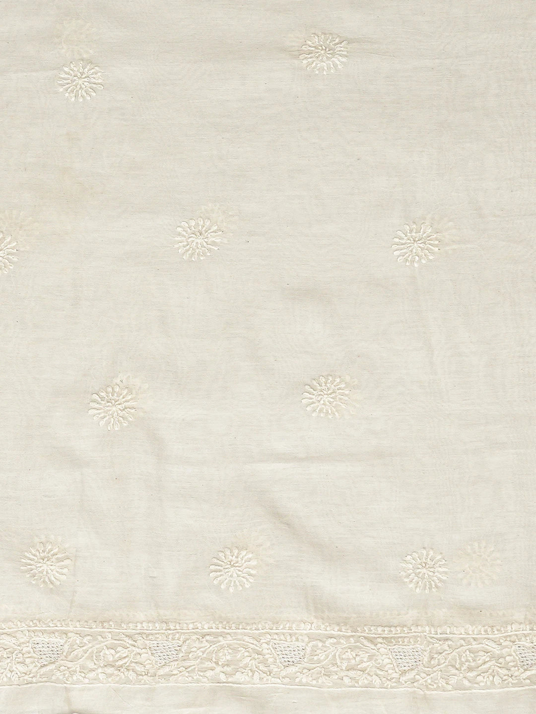 Ada Hand Embroidered White Chanderi Lucknowi Chikankari Unstitched Men's Kurta Piece 01A782001