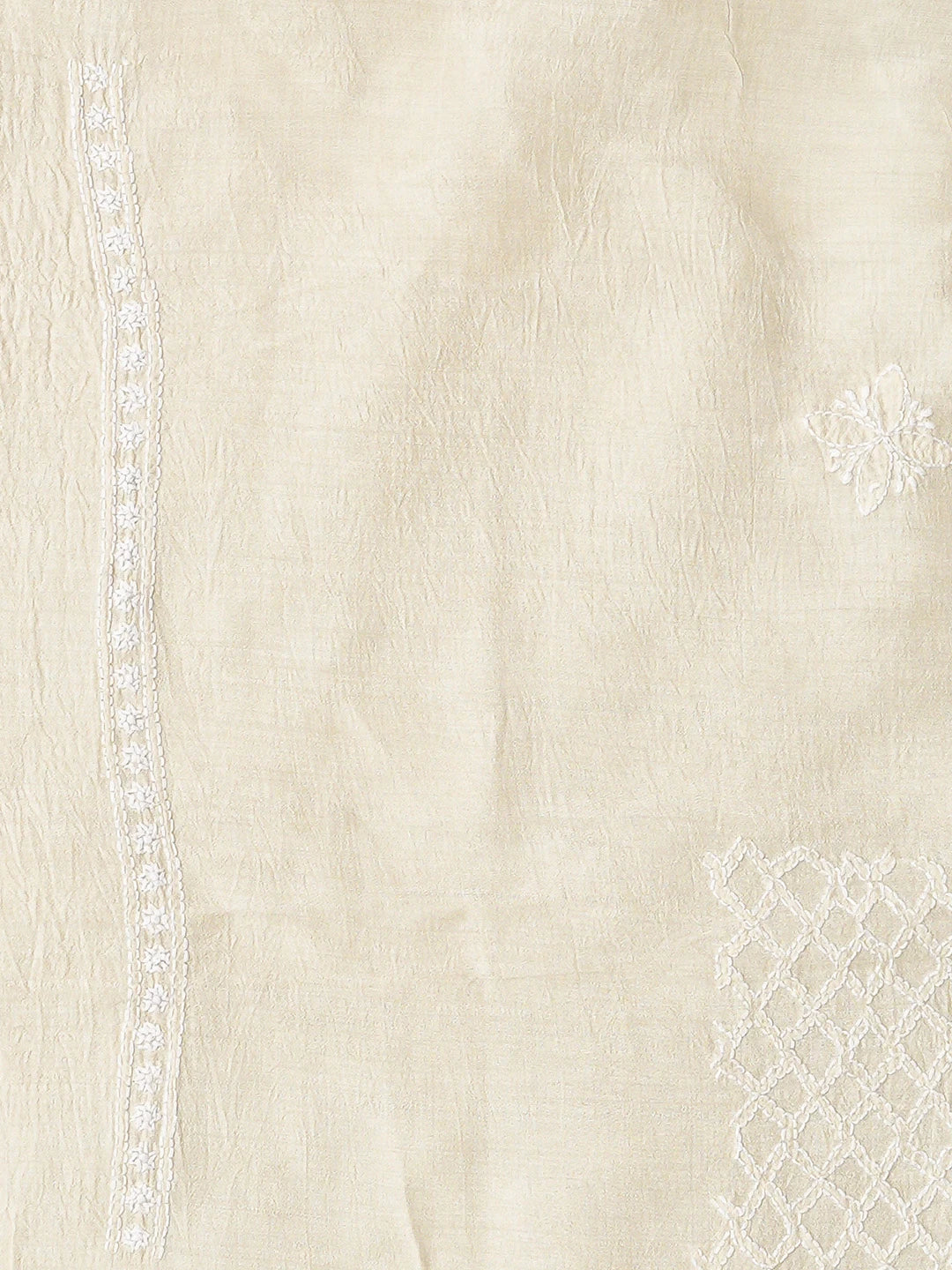 Ada Hand Embroidered Cream Silk Lucknowi Chikankari Unstitched Men's Kurta Piece 01A774824