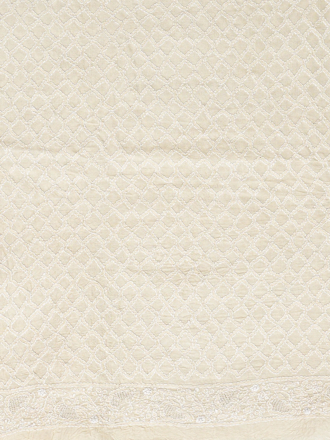 Ada Hand Embroidered Cream Silk Lucknowi Chikankari Unstitched Men's Kurta Piece 01A774824