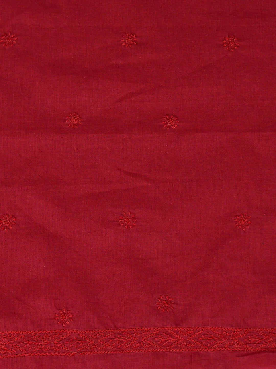 Ada Hand Embroidered Maroon Cotton Lucknowi Chikankari Unstitched Men's Kurta Piece 01A697124