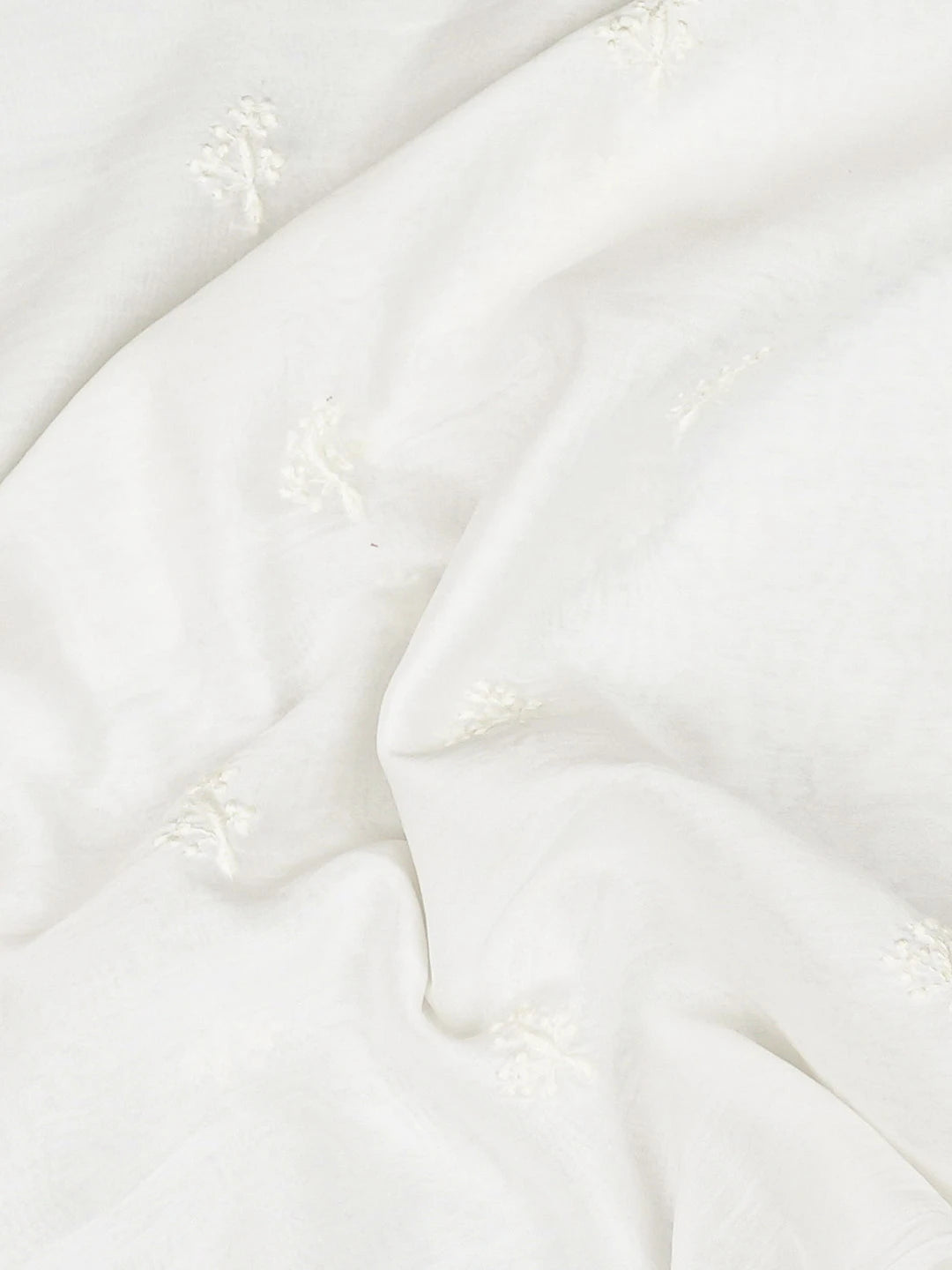 Ada Hand Embroidered White Chanderi Lucknowi Chikankari Unstitched Men's Kurta Piece 01A705333