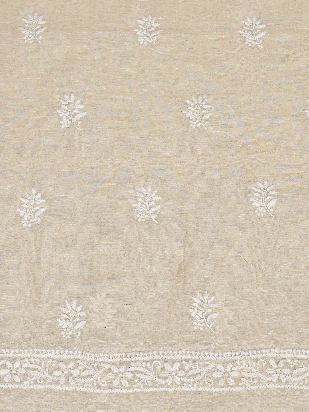 Ada Hand Embroidered Fawn Chanderi Lucknowi Chikankari Unstitched Kurta Dupatta Set 01A838966