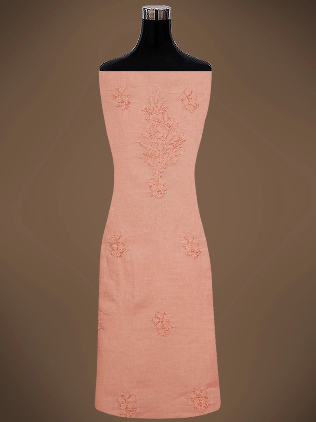 Ada Hand Embroidered Peach Orange Cotton Lucknowi Chikankari Unstitched Suit Piece With Mukaish Work 01A839582