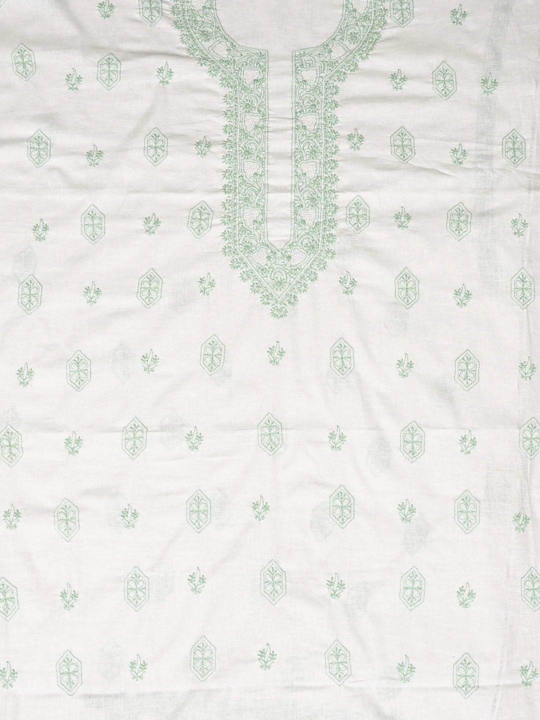 Ada Hand Embroidered White Cotton Lucknowi Chikankari Unstitched Men's Kurta Piece 01A832322