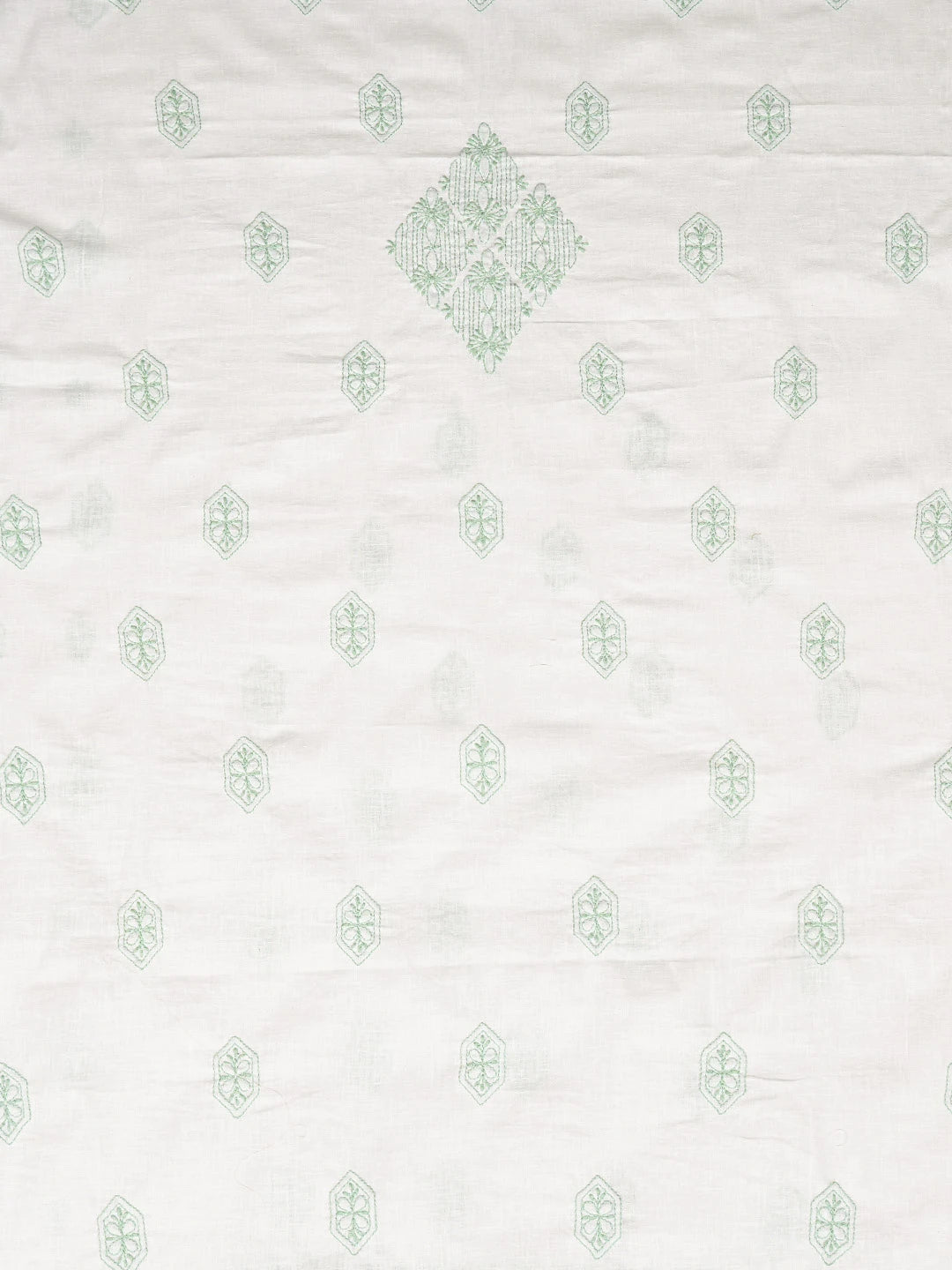 Ada Hand Embroidered White Cotton Lucknowi Chikankari Unstitched Men's Kurta Piece 01A832322