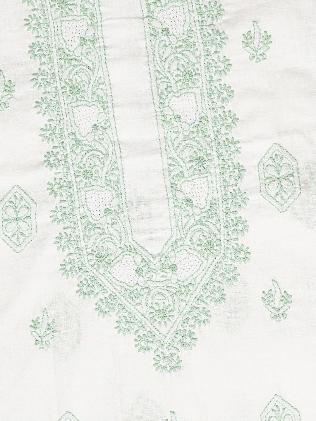 Ada Hand Embroidered White Cotton Lucknowi Chikankari Unstitched Men's Kurta Piece 01A832322