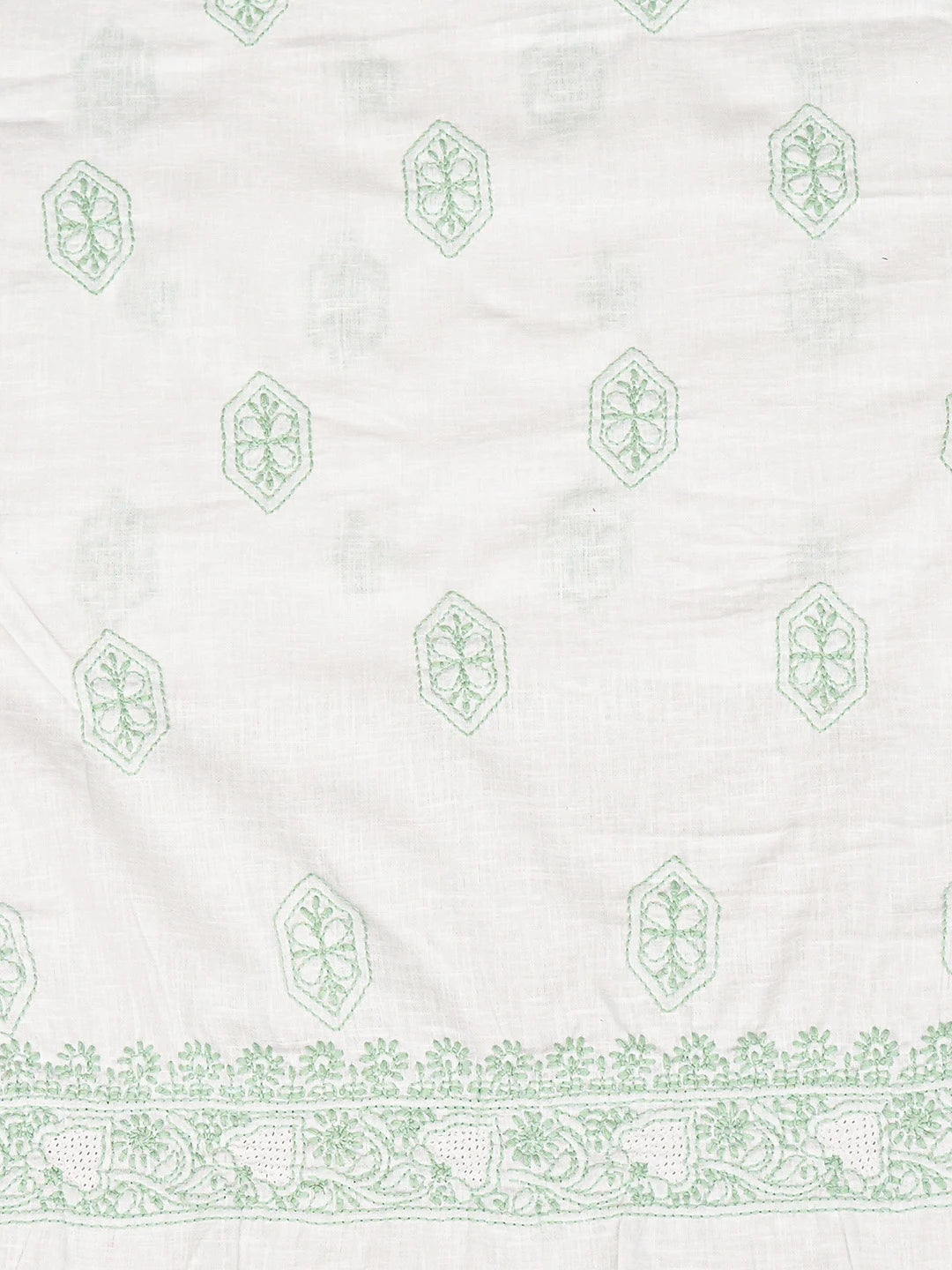 Ada Hand Embroidered White Cotton Lucknowi Chikankari Unstitched Men's Kurta Piece 01A832322