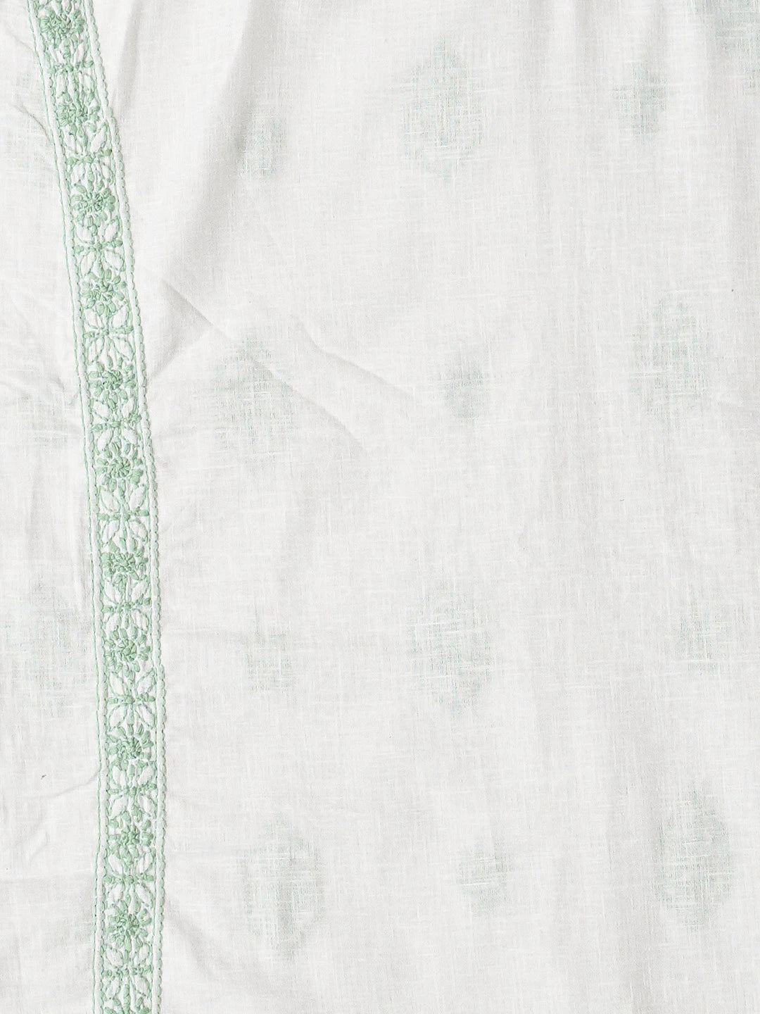 Ada Hand Embroidered White Cotton Lucknowi Chikankari Unstitched Men's Kurta Piece 01A832322