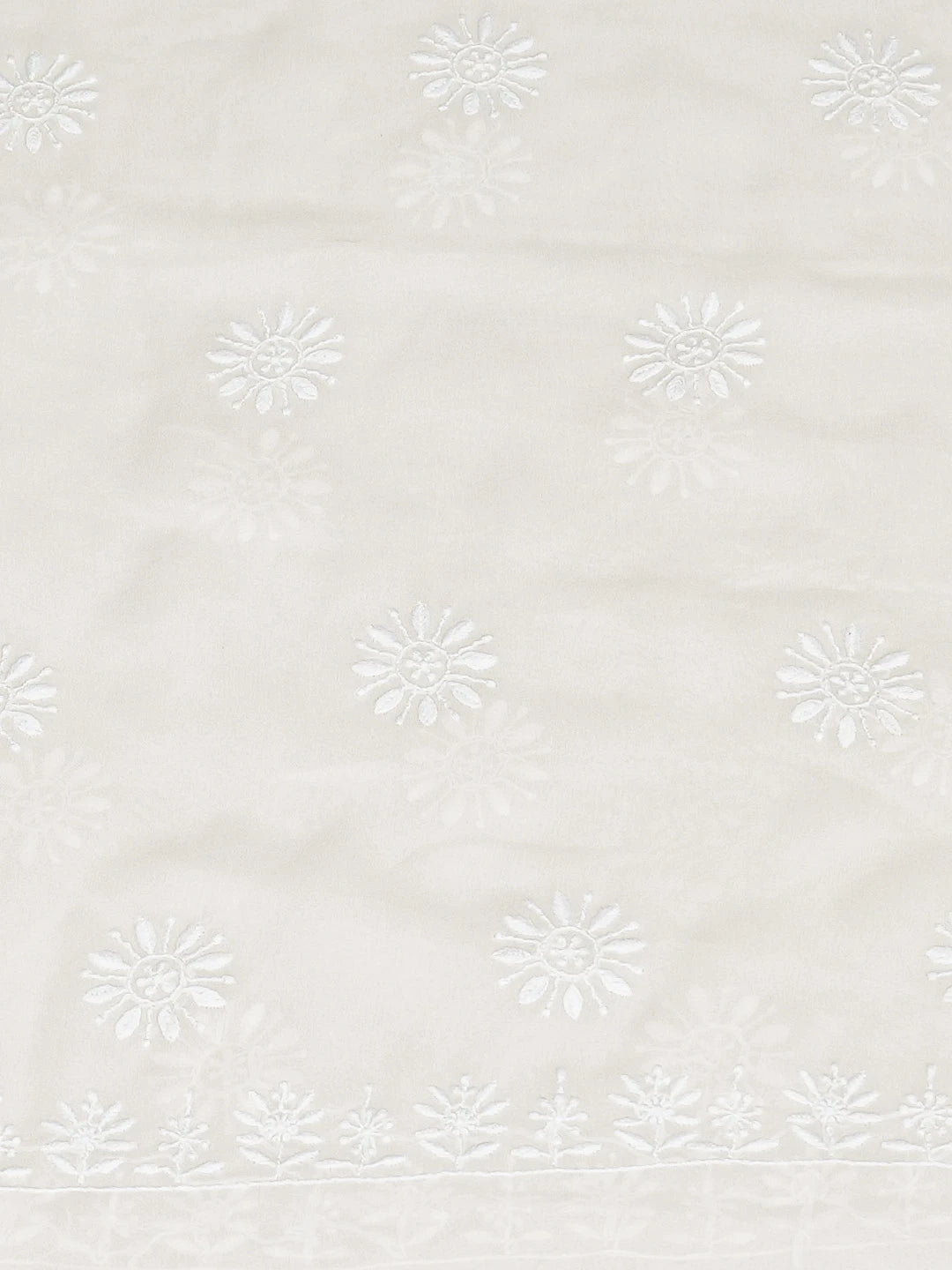 Ada Hand Embroidered Ivory White Pure Georgette Lucknowi Chikankari Unstitched Kurta Dupatta Set 01A766558