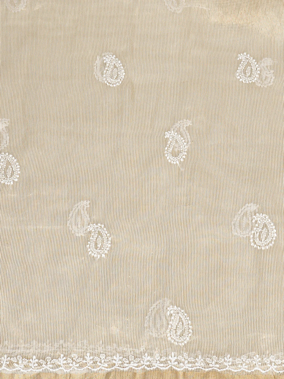 Ada Hand Embroidered Fawn Tissue Lucknowi Chikankari Unstitched Kurta Piece 01A783178