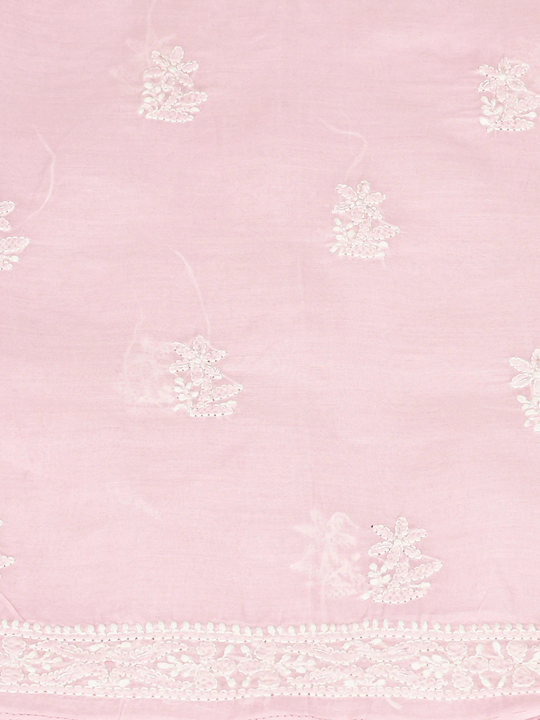 Ada Hand Embroidered Pink Cotton Lucknowi Chikankari Unstitched Kurta Piece With Cutdana Work 01A825243