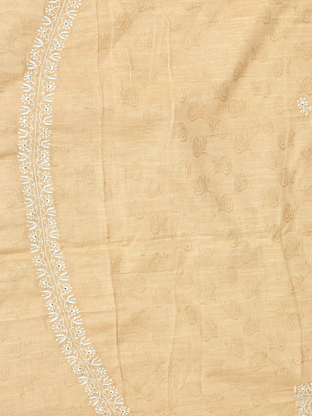 Ada Hand Embroidered Fawn Linen Lucknowi Chikankari Unstitched Men's Kurta Piece 01A774985