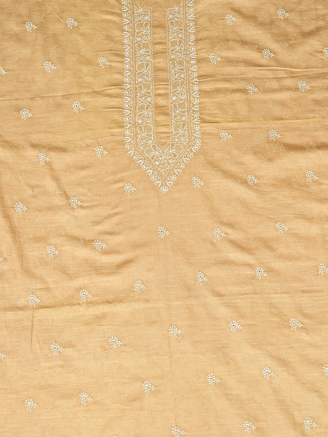 Ada Hand Embroidered Fawn Linen Lucknowi Chikankari Unstitched Men's Kurta Piece 01A774985