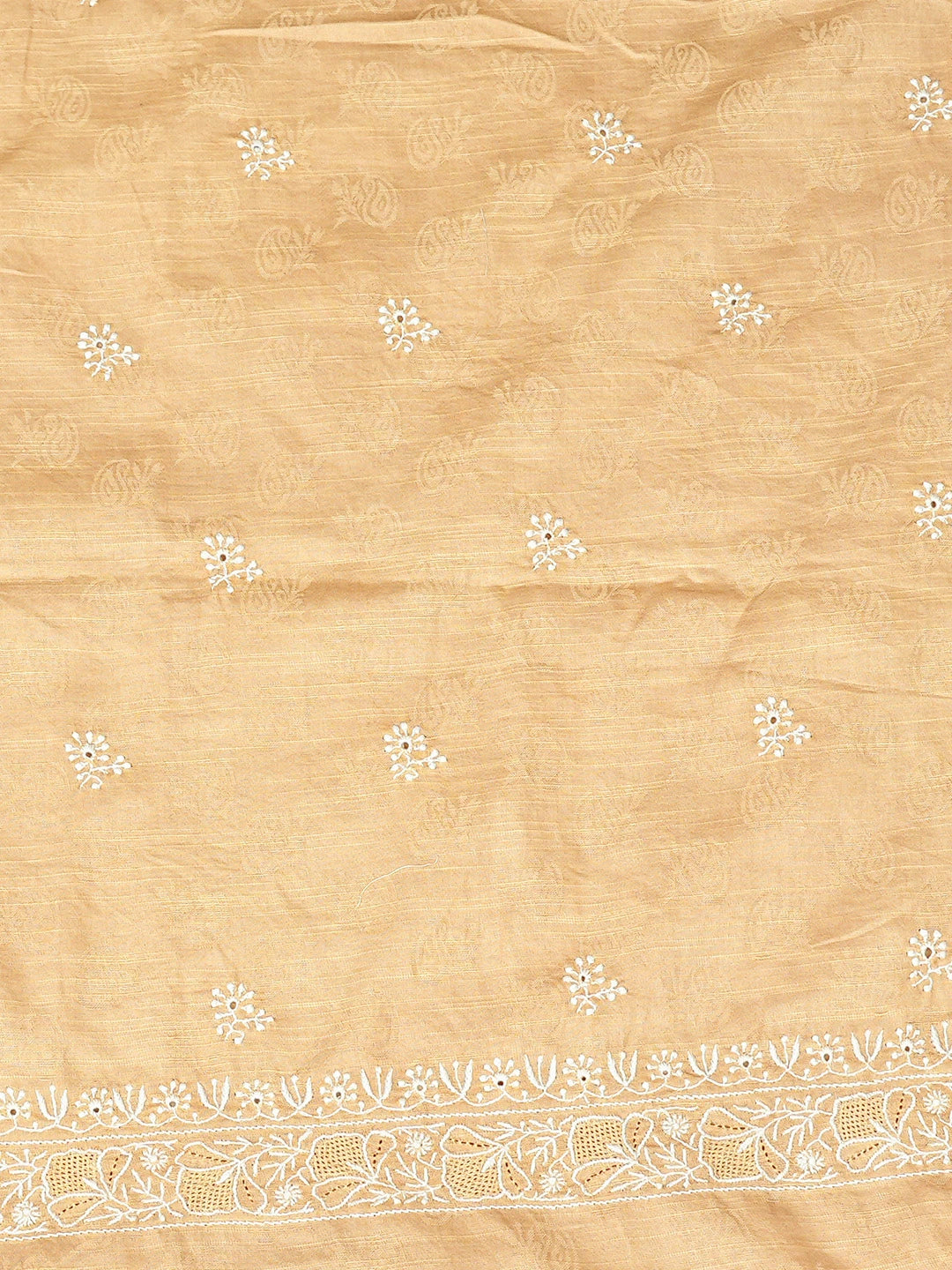 Ada Hand Embroidered Fawn Linen Lucknowi Chikankari Unstitched Men's Kurta Piece 01A774985