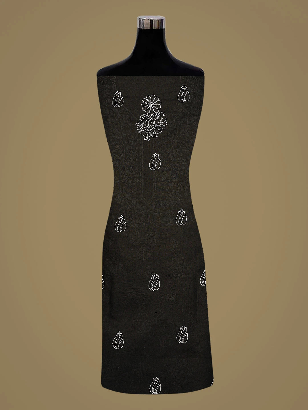 Ada Hand Embroidered Black Cotton Lucknowi Chikankari Unstitched Kurta Piece 01A759454