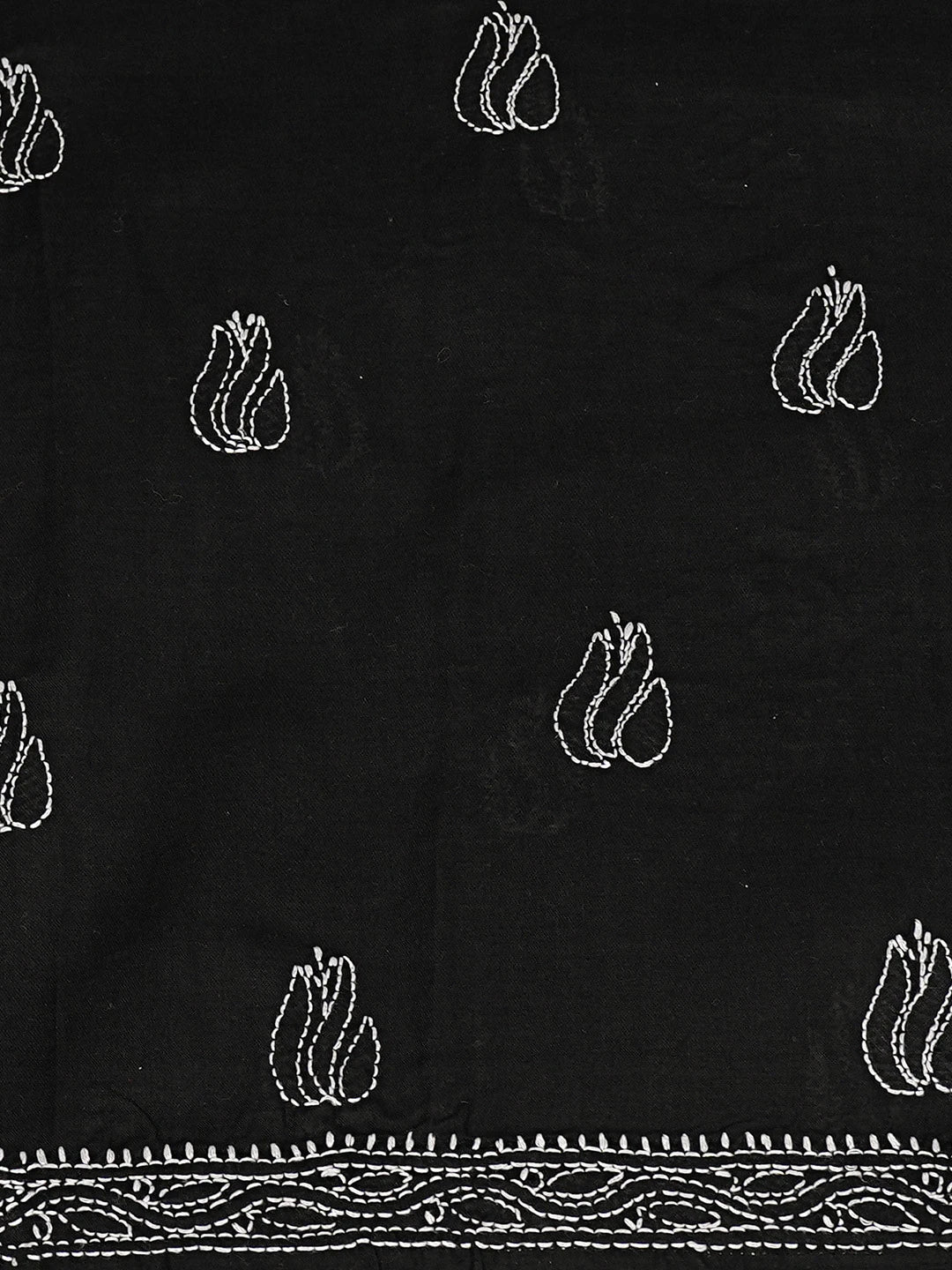 Ada Hand Embroidered Black Cotton Lucknowi Chikankari Unstitched Kurta Piece 01A759454