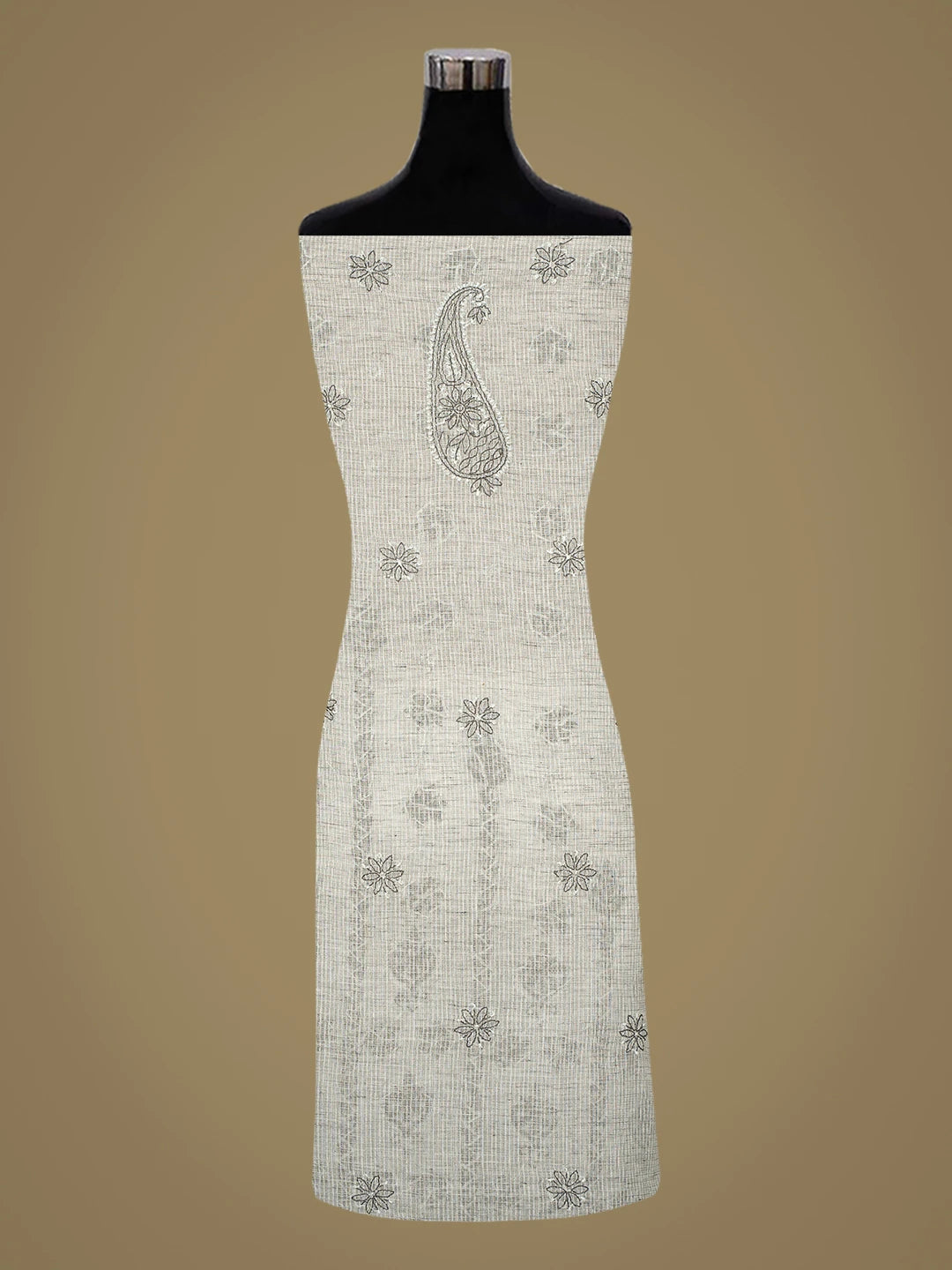 Ada Hand Embroidered Grey Kota Lucknowi Chikankari Unstitched Suit Piece 01A831707